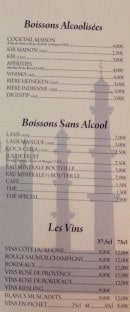 Carte et menu de Taste of India à Saint Meen le Grand — Les boissons alcoolisées, sans alcools et vins