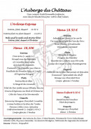 Menu L'auberge du Château - Les menus