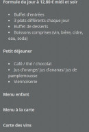 Menu La p'tite fringale - Les menus