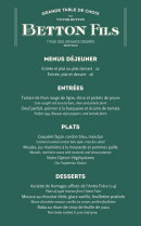 Menu Betton Fils - Menus déjeuner