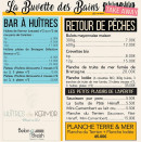 Carte et menu de Buvette des Bains à Saint Malo — Bar à huitre, retour de pêche, ...