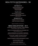 Carte et menu de Les 7 Mers à Saint Malo — Le menu enfant à 19€ et menu 92€