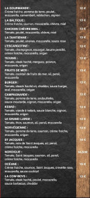 Menu La boîte à pizz - Les pizzas (suite)
