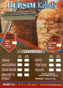 Carte et menu de Dersim kebab à Bain de Bretagne — Les sandwichs
