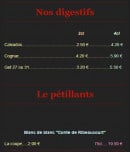 Menu Le coligny - les digestifs et pétillants