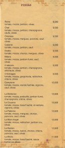 Menu Le Bistrot De La Place - Les pizzas