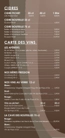 Menu Crêperie du Marché - Cindres, cartes des vins