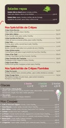 Menu Crêperie du Marché - Salades repas, glaces, coupes,.....