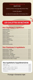 Menu Crêperie du Marché - Les galettes de blé noir