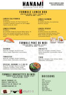Menu Hanami Sushi - Formule lunch box, formule poké du midi et boissons,...
