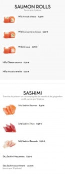 Menu Ichiban Sushi - Les saumon rolls et sashimi