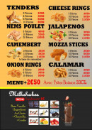 Menu O’Pizz Burger - Les tenders, nems poulet, ...