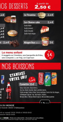 Menu Pizza Du monde - Les desserts et boissons