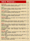 Menu Pizzeria Chez Simon - Les pizzas