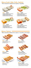 Menu Izakaya - Menus maki, rolls et menus yakitori