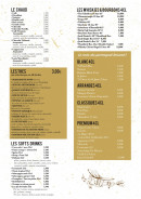 Menu La Manufacture - les boissons chauds, softs,et whiskies,...