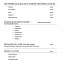 Carte et menu de Monsieur Pierre. à Tours — les plateaux et desserts,...