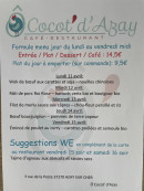 Menu Ô Cocot' d'Azay - Exemple de menu de la semaine
