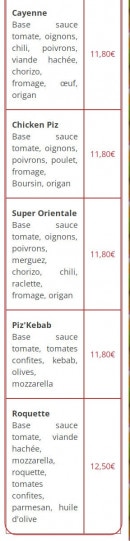 Menu Mille et une pizzas - Pizzas base tomate page 4