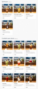 Menu Ozzy - Les spiritueux et cocktails avec alcools