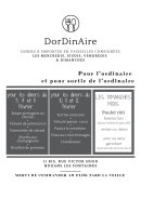 Carte et menu de Auberge DorDinAire à Nouans les Fontaines — Les diners à emporter
