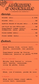 Carte et menu de La Grange des Frangins à Saint Cyr sur Loire — Les apéritifs et cocktails