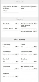 Carte et menu de Brasserie des Halles à Sainte Maure de Touraine — Les fromages, desserts, ...