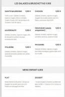 Carte et menu de Brasserie des Halles à Sainte Maure de Touraine — Les salades, bruschettas, ...