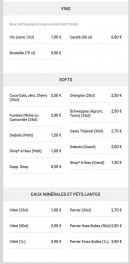 Carte et menu de Brasserie des Halles à Sainte Maure de Touraine — Les vins, softs, ...