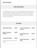 Carte et menu de Brasserie des Halles à Sainte Maure de Touraine — Les menu brasserie, entrées