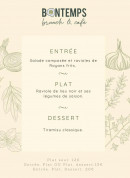 Menu Bontemps - Les entrées, plats et desserts