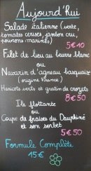 Menu La salle à Manger - Un exemple de l' ardoise du jour