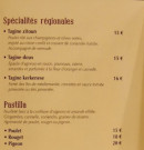 Menu Le Riad - Les spécialités