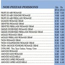 Menu Serge Pizzas - Pizzas Poissons