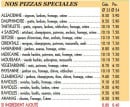 Menu Serge Pizzas - Les Pizzas Spéciales