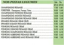 Menu Serge Pizzas - Pizzas Legumes