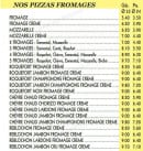 Menu Serge Pizzas - Pizzas au Fromage