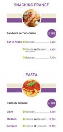Menu Culture food - Les snacking, pasta 