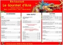 Carte et menu de Le Gourmet d' Asie à Saint Alban de Roche — Les boissons, menu buffet et vins