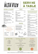 Carte et menu de La Alta Vita à Villefontaine — Les menus, pizzas, gratins...