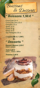 Menu O village - Les desserts et boissons