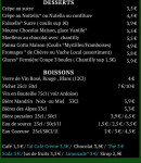 Carte et menu de La Pause Marmotte 1300 à Autrans-Méaudre en Vercors — Les desserts et boissons