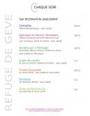 Carte et menu de Refuge de Gève à Autrans-Méaudre en Vercors — Plats du soir