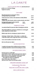 Carte et menu de Le Cottage de Clairefontaine à Chonas l'Amballan — La carte