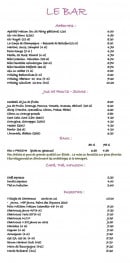 Carte et menu de Le Cottage de Clairefontaine à Chonas l'Amballan — Le bar