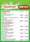 Menu Need for pizz - Les pizzas de la mer et extraordinaire