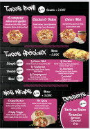 Menu Crispy Tasty - Les tacos spéciaux, wraps, ...