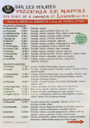 Carte et menu de Bar les pirates pizzeria le Napoli à Vizille — Les pizzas