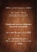 Menu La Taverne - Les menus