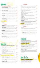 Menu Papa's Kitchen - Les pizze, pasta, ...